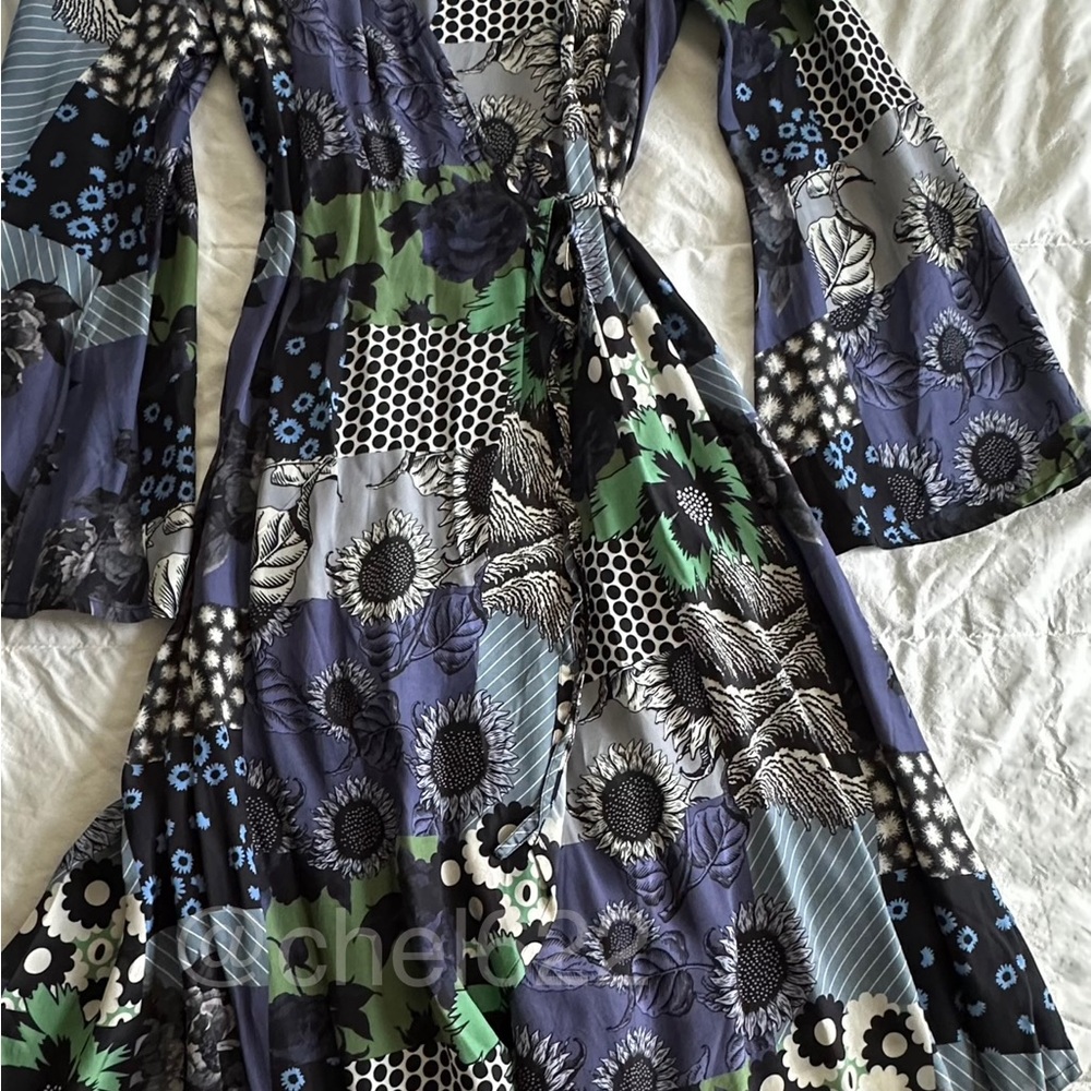 Anthropologie Dhruv Kapoor Bell Sleeve Wrap Midi Dress